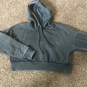 90 Degree By Reflex Charcoal Gray Cropped Hoodie